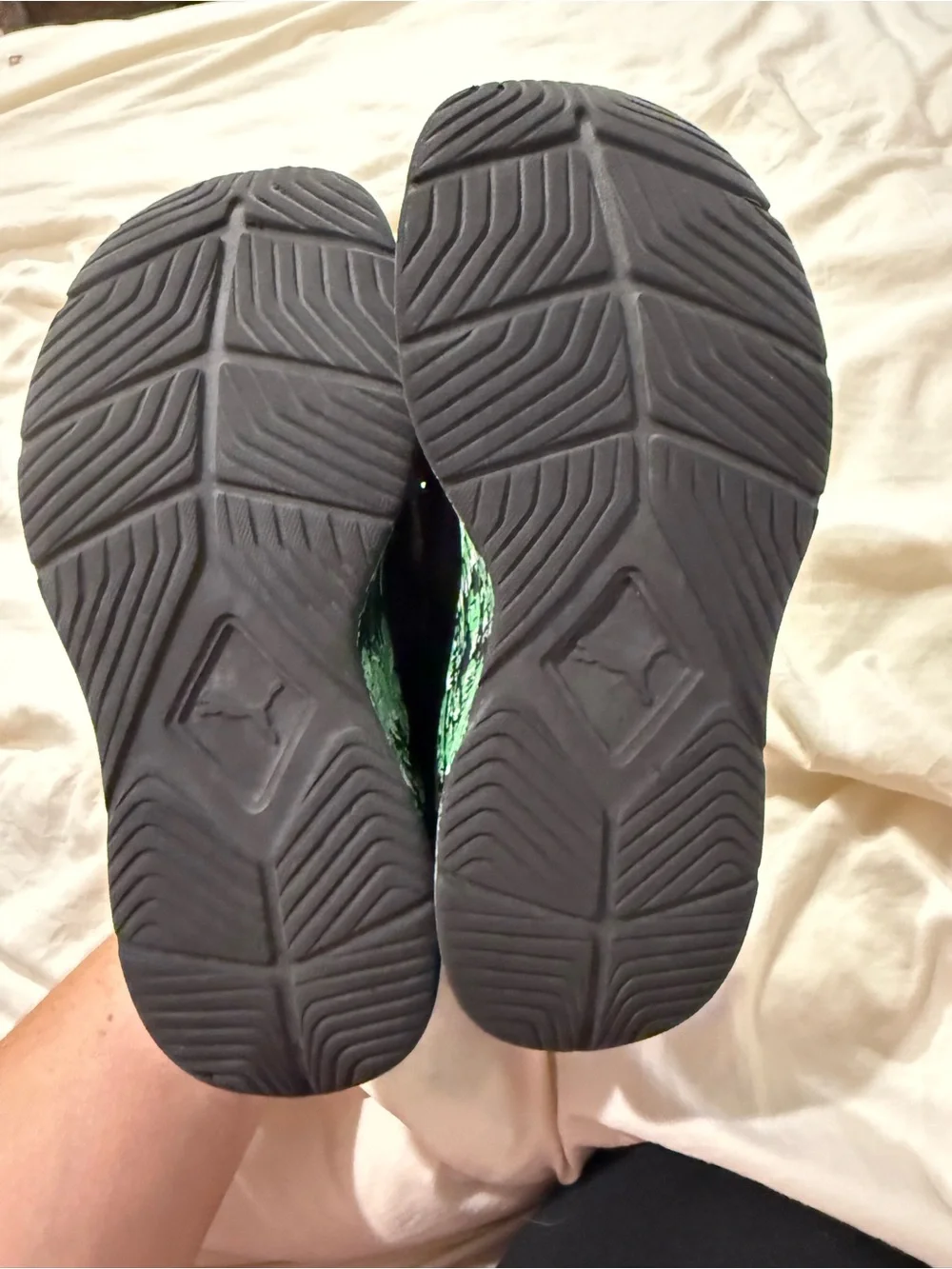 Puma Wired AC Boys Gray & Green Athletic Sneakers Shoes Size 2C Youth